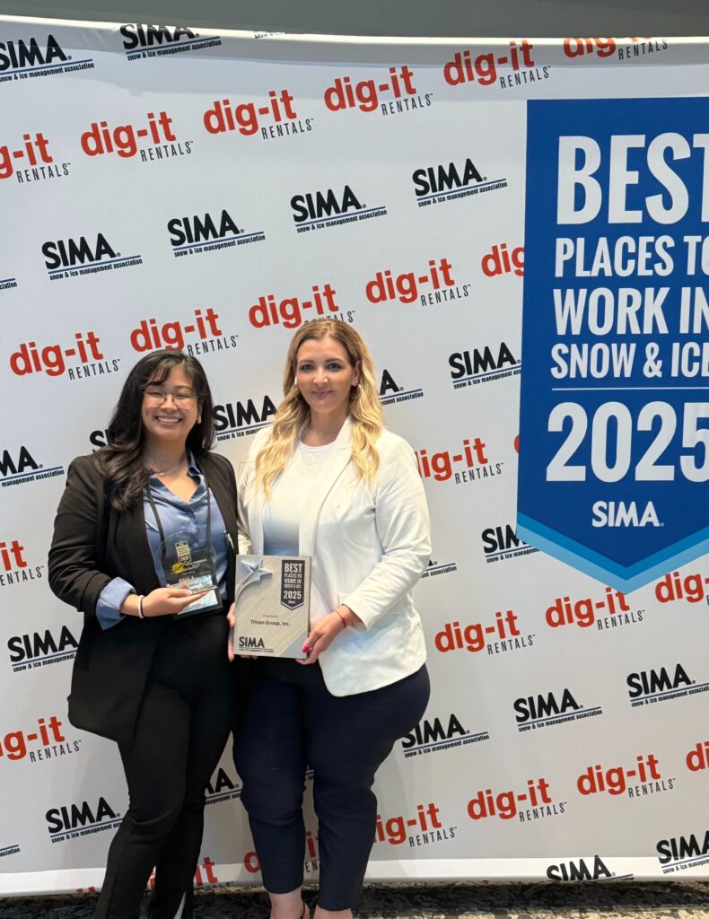 Tricon teammates are accepting awards from the 2025 SIMA Symposium, in Grand Rapids, Michigan.